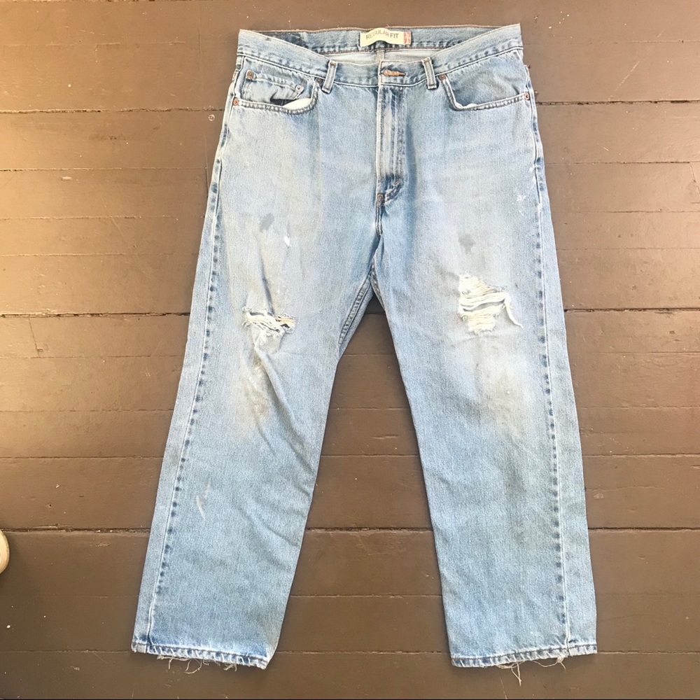 Vintage distressed Levis 505 reg fit blue jeans